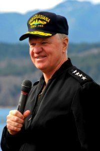 US Navy 090217-N-8273J-207 Chief of Naval Operations Adm. Gary Roughead speaks with the blue and gold crewmembers of USS Louisiana (SSBN 743) during an all hands call