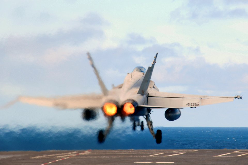 US Navy 090225-N-3946H-038 An F-A-18C Hornet launches off the flight deck of USS Nimitz (CVN 68)