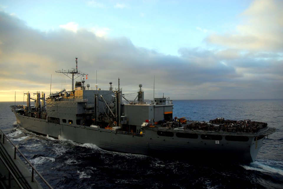 US Navy 090223-N-6597H-053 USNS San Jose (T-AFS 7) prepares to come alongside USS John C. Stennis (CVN 74)