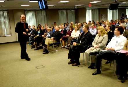 US Navy 090226-N-7676W-093 Deep-sea explorer and underwater archaeologist, Dr. Robert Ballard speaks to military and civilian personnel at the Office of Naval Research