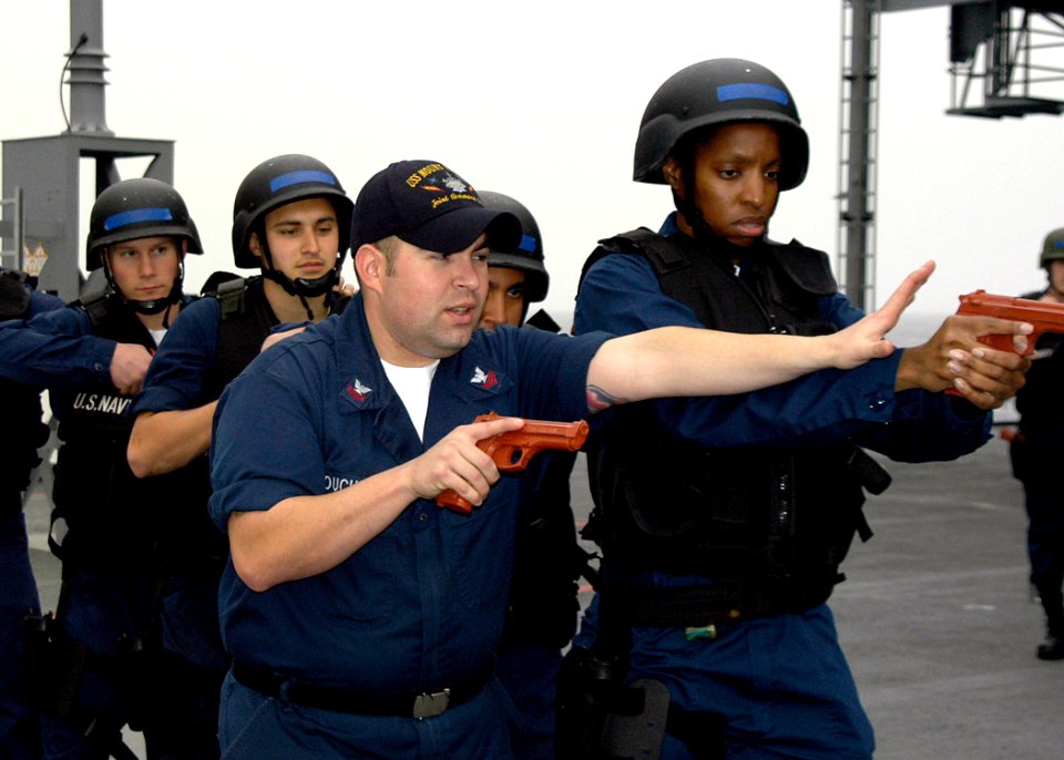 US Navy 090302-N-5483N-264 Fire Controlman 1st Class Scott L. Bouchard demonstrates how to properly relieve the point position