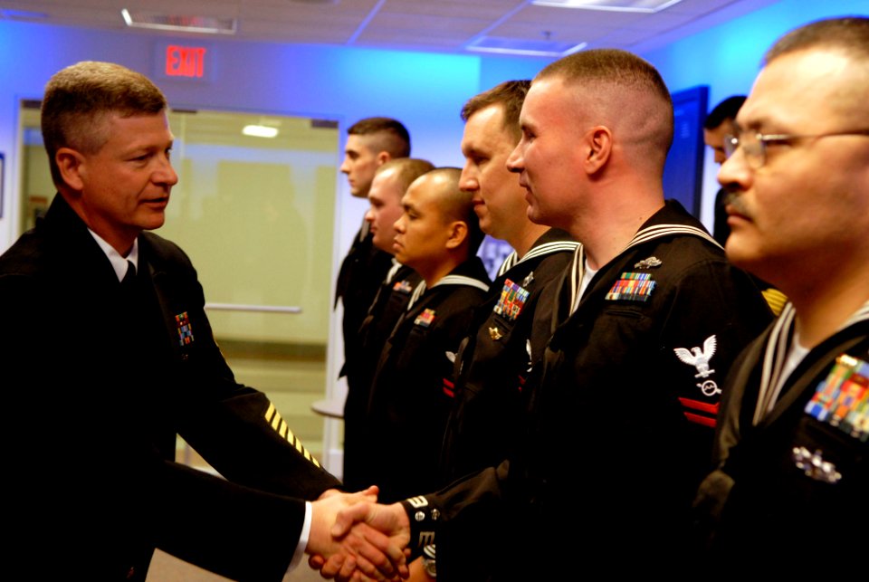US Navy 090305-N-9818V-110 Master Chief Petty Officer of the Navy (MCPON) Rick West meets with Sailors who recently returned from serving an Individual Augmentee