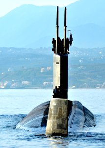 US Navy 090317-N-0780F-004 The Los Angeles class attack submarine USS Scranton (SSN 756) gets underway after a routine port visit to Souda Bay photo