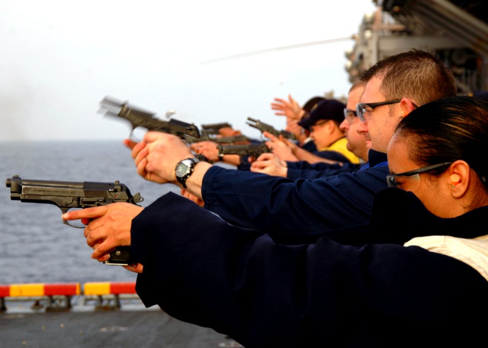 US Navy 090316-N-4236E-045 Sailors participate in a small arms qualification