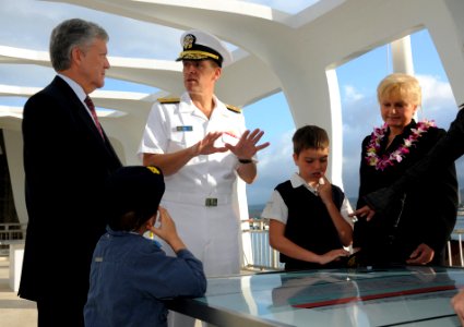 US Navy 090325-N-3666S-059 Rear Adm. Dixon Smith, Commander, Navy Region Hawaii and Commander, Naval Surface Group Middle Pacific, speaks with Ferenc Somogyi, Hungarian Ambassador to the United States