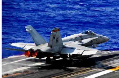 US Navy 090328-N-6597H-348 An F-A-18C Hornet from the