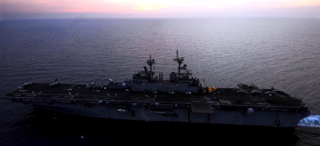US Navy 090401-N-6639M-689 he amphibious assault ship USS Boxer (LHD 4) transits the Gulf of Aden. Boxer is the flagship for Combined Task Force 151, a multinational task force conducting counter-piracy operations