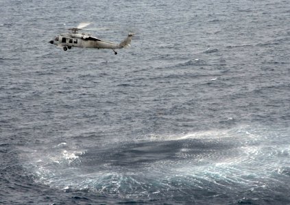 US Navy 090401-N-6639M-363 Members of Helicopter Sea Combat Squadron (HSC) 21, Detachment 3, conduct search and rescue training near the amphibious assault ship USS Boxer (LHD 4)