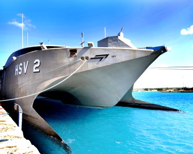 USN High speed vessel Swift (HSV 2) in Bridgetown - Bow photo