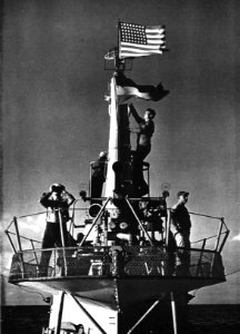 USN submarine conning tower view in WWII