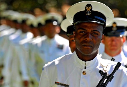 US Navy 090407-N-8273J-109 Sailors stand ready for inspection during a Guard of Honor ceremony photo