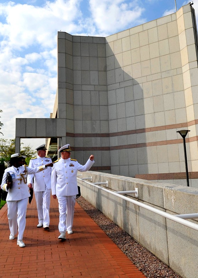 US Navy 090406-N-8273J-017 Chief of Naval Operations (CNO) Adm. Gary Roughead departs the U.S. Embassy after meeting with Charge d'Affairs Helen La Llime in Pretoria, South Africa