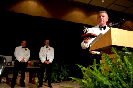 US Navy 090404-N-9818V-130 Master Chief Petty Officer of the Navy (MCPON) Rick West is made an honorary Seabee after delivering remarks as the guest speaker at the Seabee Ball