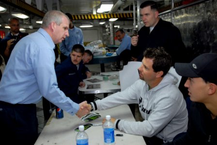 US Navy 090415-N-2344B-165 Information Systems Technician 1st Class Christopher Conley meets with seven-time AMA Supercross title winner Jeremy McGrath
