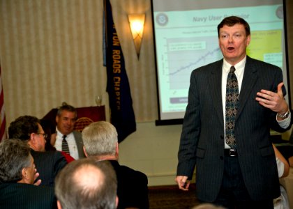 US Navy 090414-N-5982A-001 Terry Halvorsen, Naval Network Warfare Command deputy commander, speaks about cyber security