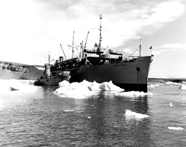 USNS General A.W. Greely (T-AP-141) at Thule, Greenland, on 19 July 1951 (NH 97108)