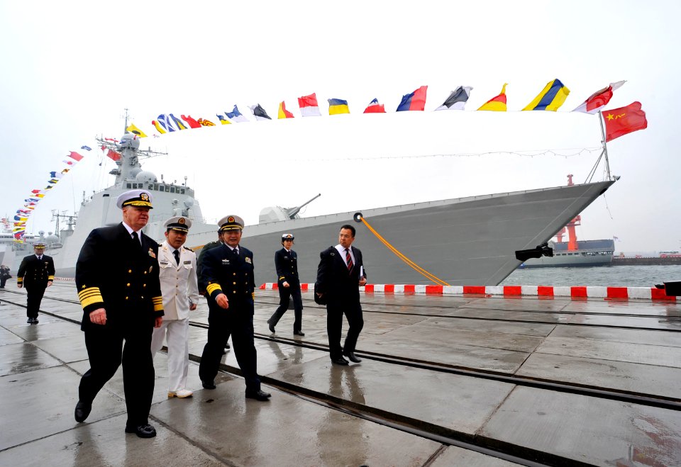 US Navy 090420-N-8273J-135 Chief of Naval Operations (CNO) Adm. Gary Roughead tours ships of China's People's Liberation Army Navy while visiting with senior PLA naval leadership in Qingdao, China