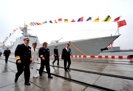 US Navy 090420-N-8273J-135 Chief of Naval Operations (CNO) Adm. Gary Roughead tours ships of China's People's Liberation Army Navy while visiting with senior PLA naval leadership in Qingdao, China