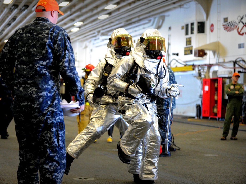 USS America general quarters drill 141120-N-LD343-001