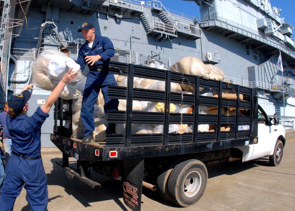 US Navy 090421-N-1522S-001 Sailors assigned to Pre-commissioning Unit Truxtun (DDG-103) take time out of their liberty to volunteer at the USS Yorktown (CV 10) museum