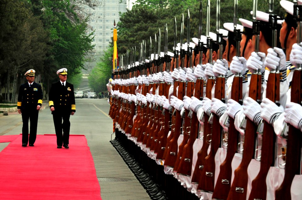 US Navy 090418-N-8273J-055 Chief of Naval Operations (CNO) Adm. Gary Roughead meets with Admiral Wu Shengli, Commander-in-Chief of the People's Liberation Army Navy, during a visit to the People's Liberation Army Navy headquart