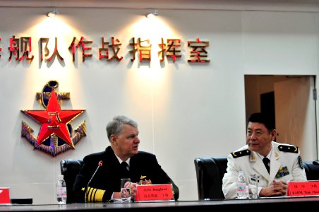 US Navy 090419-N-8273J-139 hief of Naval Operations (CNO) Adm. Gary Roughead meets with Rear Adm. Tian Zhong