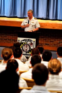 US Navy 090424-N-8273J-011 Chief of Naval Operations (CNO) Adm. Gary Roughead speaks with and answers questions from students in the Naval Junior ROTC program at Annapolis High School