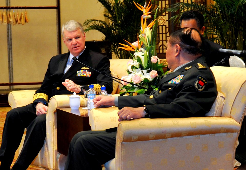 US Navy 090421-N-8273J-124 Chief of Naval Operations (CNO) Adm. Gary Roughead meets with Minister of Defense Gen. Liang Guanglie