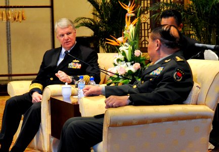 US Navy 090421-N-8273J-124 Chief of Naval Operations (CNO) Adm. Gary Roughead meets with Minister of Defense Gen. Liang Guanglie