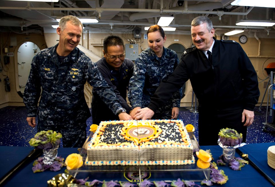 USS America's celebration of the Navy’s 239th birthday 141013-N-LD343-002