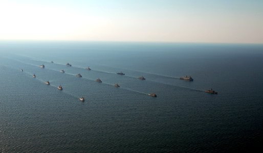 US Navy 090423-N-2821G-435 Ships from eleven countries sail in formation during UNITAS Gold, the 50th iteration of the annual multinational exercise