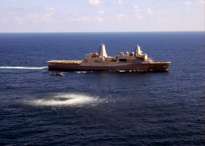 US Navy 090430-N-7092S-397 Helicopter Sea Combat Squadron (HSC) 26 MH-60S Knighthawks conduct anti-submarine operations near amphibious transport dock ship USS Mesa Verde (LPD 19) during UNITAS Gold