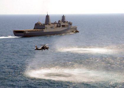 US Navy 090430-N-7092S-448 Helicopter Sea Combat Squadron (HSC) 26 MH-60S Knighthawks conduct anti-submarine operations near amphibious transport dock ship USS Mesa Verde (LPD 19) during UNITAS Gold