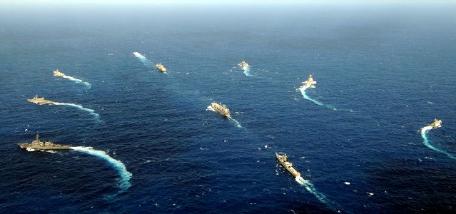US Navy 090502-N-3830J-283 Maritime forces from India, Japan and the U.S. are underway during Malabar 2009, a trilateral training exercise led by the Indian Navy