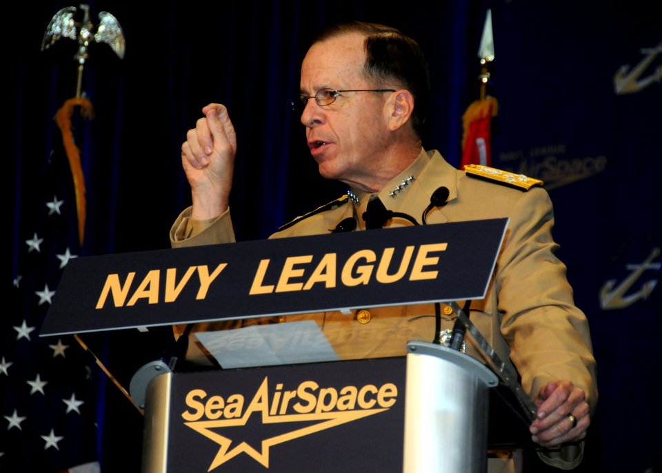 US Navy 090504-N-9095H-032 Chairman of the Joint Chiefs of Staff Adm. Mike Mullen delivers remarks during a 2009 Navy League Sea Air Space Exposition luncheon