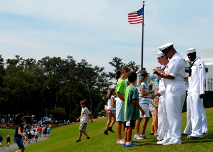 US Navy 090506-N-2821G-053 Sailors sign autographs for children at The Players Championship golf tournament at TPC Sawgrass during Military Appreciation Day photo