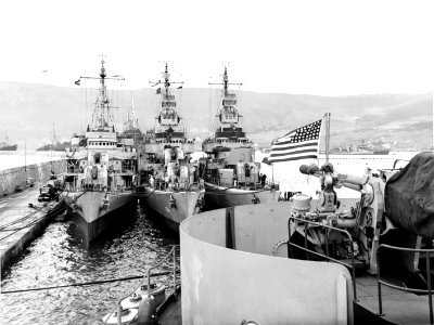 USS Biscayne (AVP-11) and USS Doran (DD-634) at Arzew in June 1944 photo