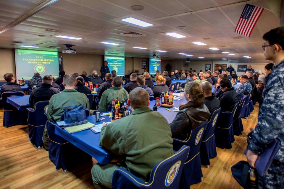 USS Bonhomme Richard Leadership Conducts Transgender Policy Training 170125-N-NB544-013