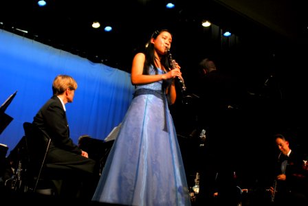 US Navy 090507-N-0773H-022 WASHINGTON, D.C. (May 7, 2009) Rebekah Carpio, winner of the 9th Annual Navy Band Concerto Competition, performs Premiere Rapsodie by Claude Debussy during a Navy Band evening concert at the Chesapeak