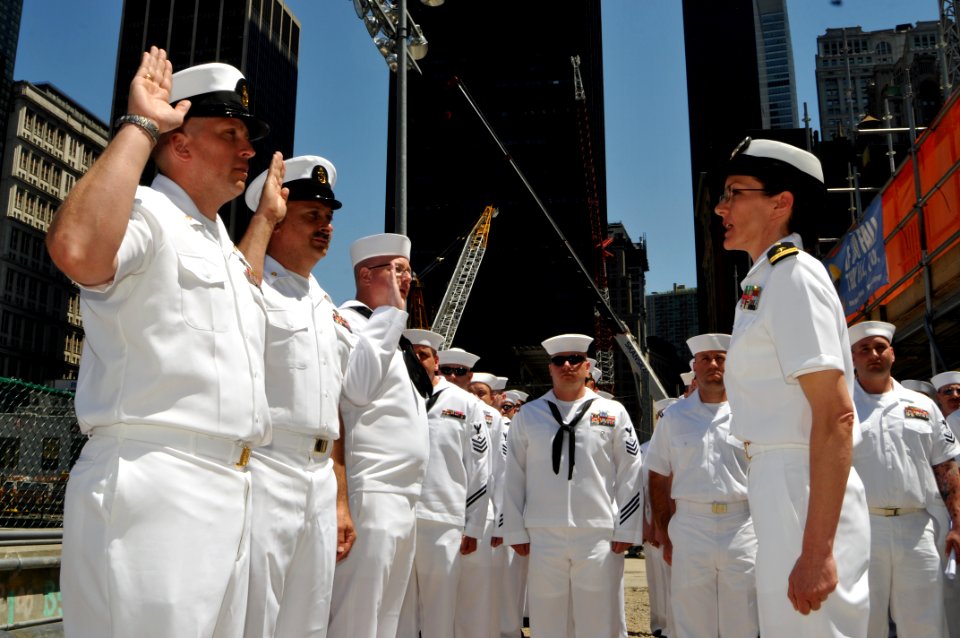 US Navy 090519-N-8102J-012 Saiolors take the oath of re-enlisment at the site of the World Trade Center