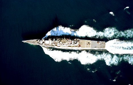 USS Bronstein (FF-1037), overhead view