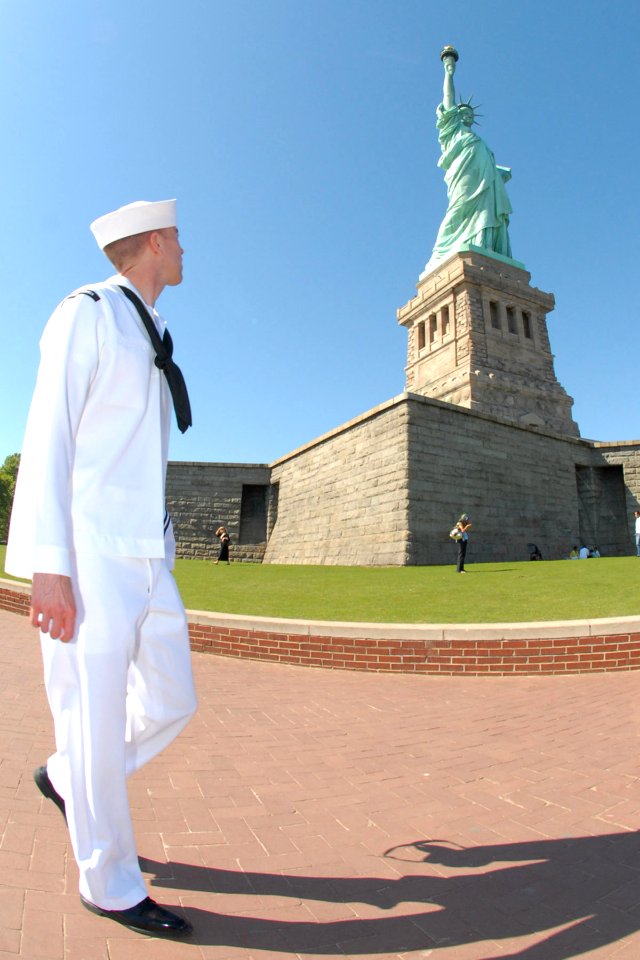 US Navy 090521-N-4856C-320 A Sailor assigned to Helicopter Mine Countermeasures Squadron (HM) 14 tours Liberty Island during Fleet Week New York City 2009