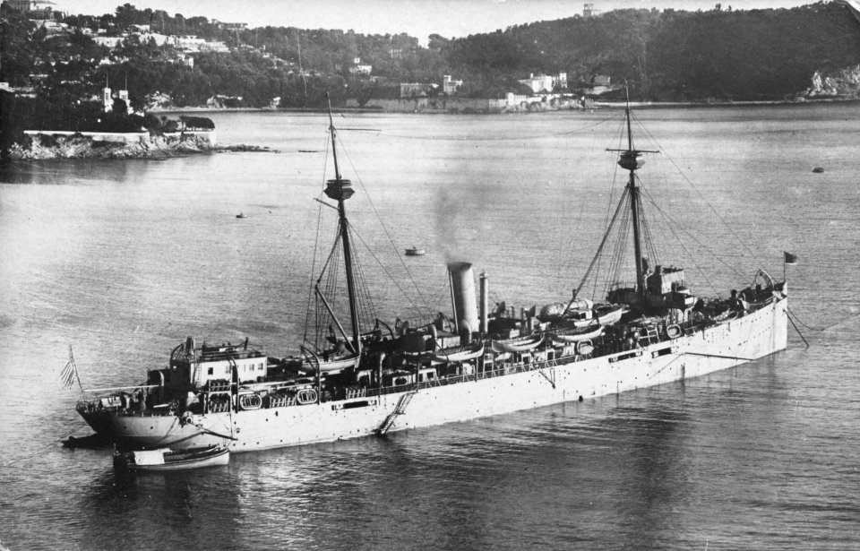 USS Buffalo (AD-8) at Villefranche-sur-Mer, France, circa in 1918 (NH 105907)
