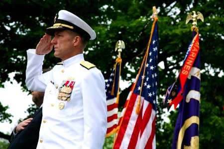 US Navy 090525-N-3271W-187 Vice Adm. Dirk J. Debbink, Chief of the Navy Reserve, takes part in the Janesville Memorial Day Celebration photo