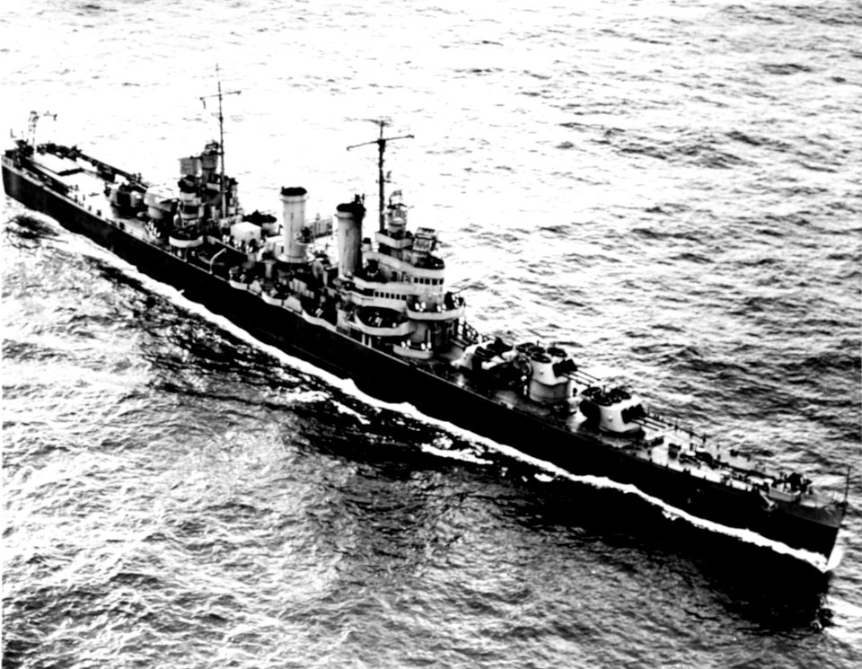 USS Brooklyn (CL-40) underway on 11 June 1943 (80-G-383754)