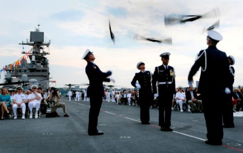 US Navy 090524-N-3594W-240 The U.S. Coast Guard Silent Drill Team performs during a Sunset Parade aboard the amphibious assault ship USS Iwo Jima (LHD 3) as part of Fleet Week New York City 2009