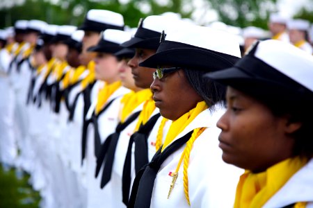 US Navy 090525-N-3271W-134 Sailors assigned to Navy Recruiting Command Great Lakes, Division 929, stand in formation for the Janesville Memorial Day Celebration