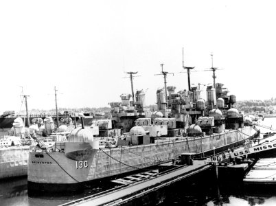 USS Bremerton (CA-130) laid up at Bremerton in the early 1970s photo
