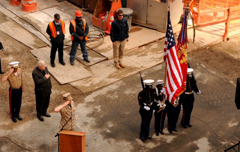 US Navy 090526-N-8907D-183 Marines retire the colors at the annual United States Marine Corps World Trade Center Run during Fleet Week New York City 2009