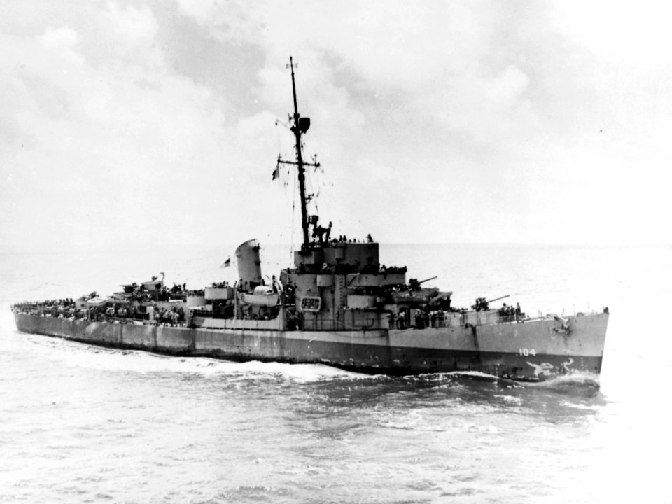USS Breeman (DE-104) underway in the Atlantic Ocean on 8 August 1944 (80-G-241747)